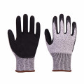 Anti Cut Level 5 13G HPPE Fiberglass Liner Sandy Nitrile Coated Cut Resistant Gloves with EN388 4544